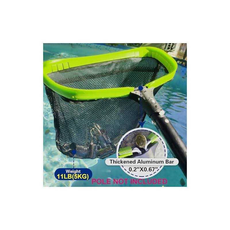 Sepetrel Pool Net,Professional Swimming Pool Leaf Skimmer Nets for Cleaning with Double-layer Deep Big Bag,Heavy Duty Aluminum Frame & Handle Rake - Image 3