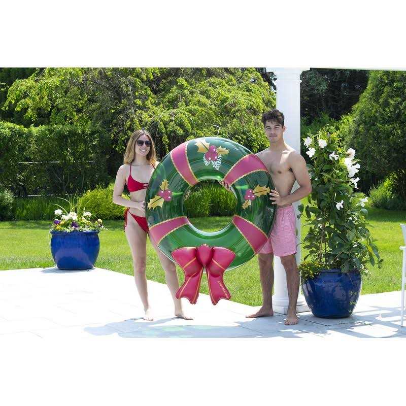 Swimline 42 Christmas Wreath with Bow Iatable Pool Inner Tube Ring - Image 2