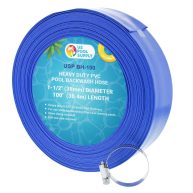 U.S. Pool Supply Heavy Duty Blue Swimming Pool Backwash Hose with Hose Clamp