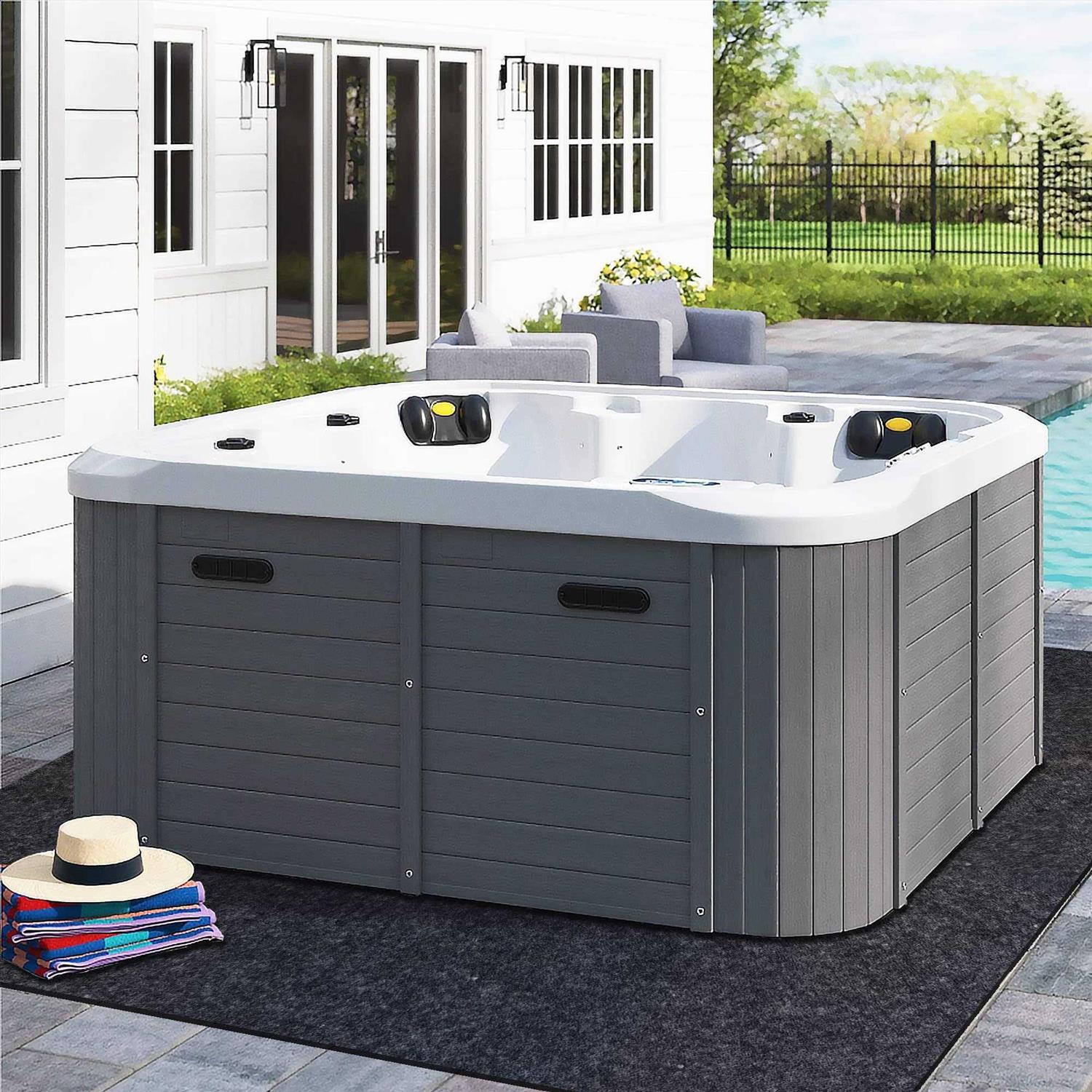 Royxen Hot Tub Mat 74 x 74 Hot Tub Floor Protector Water-Absorbing Anti-Slip Floor Mat Washable Equipment Mat - Image 3