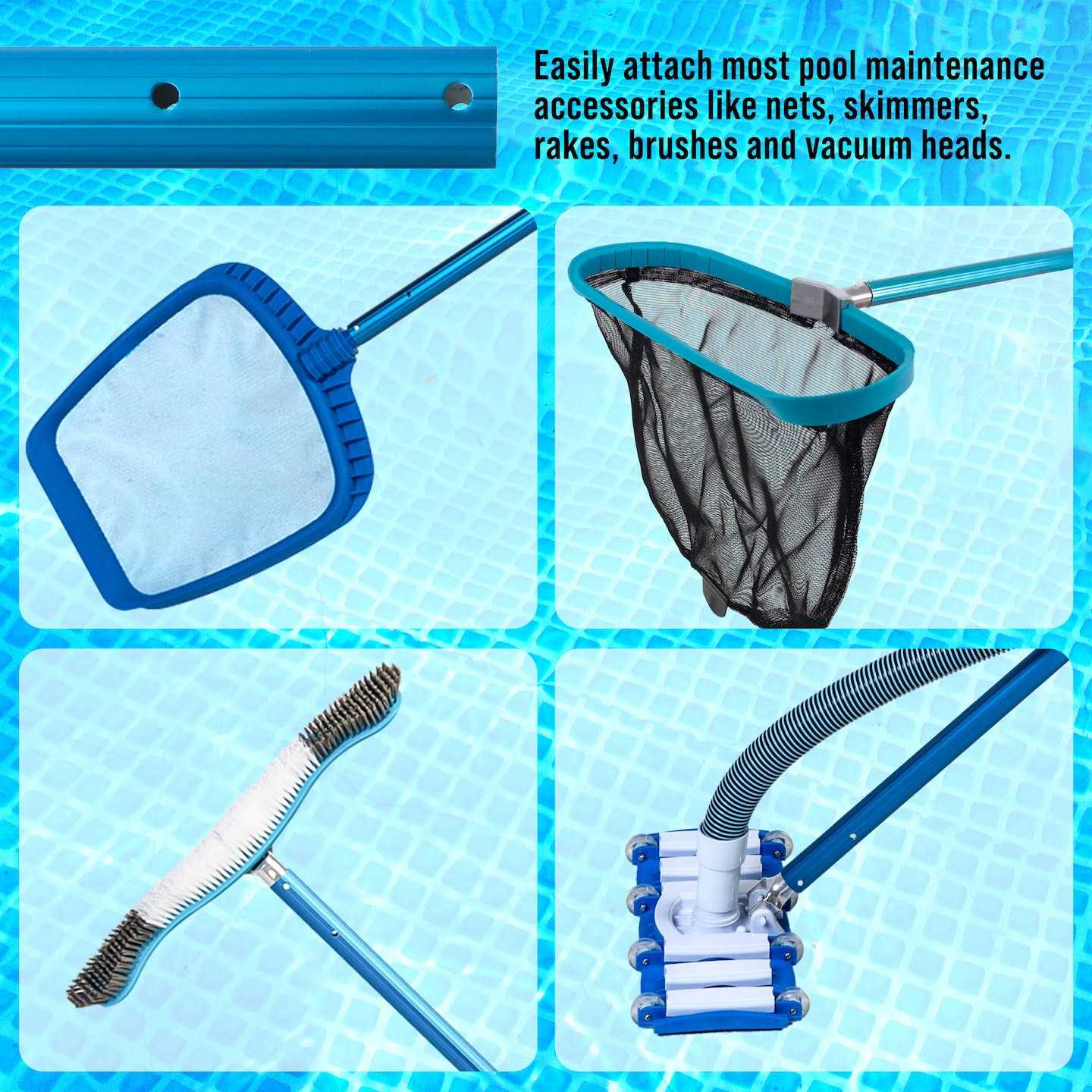 U.s. Pool Supply Professional Blue Anodized Aluminum Telescopic Swimming Pool Pole - Image 4