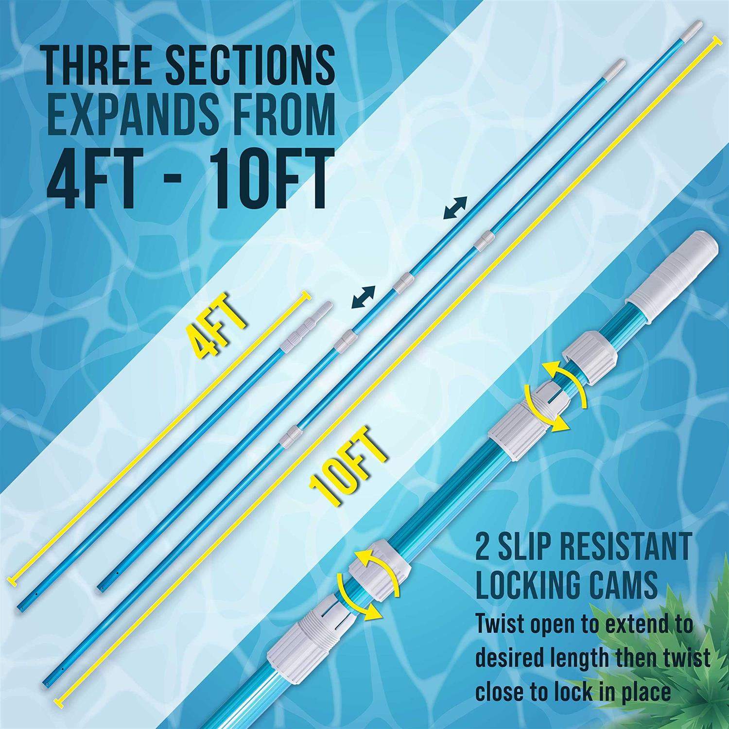 U.s. Pool Supply Professional Blue Anodized Aluminum Telescopic Swimming Pool Pole - Image 5