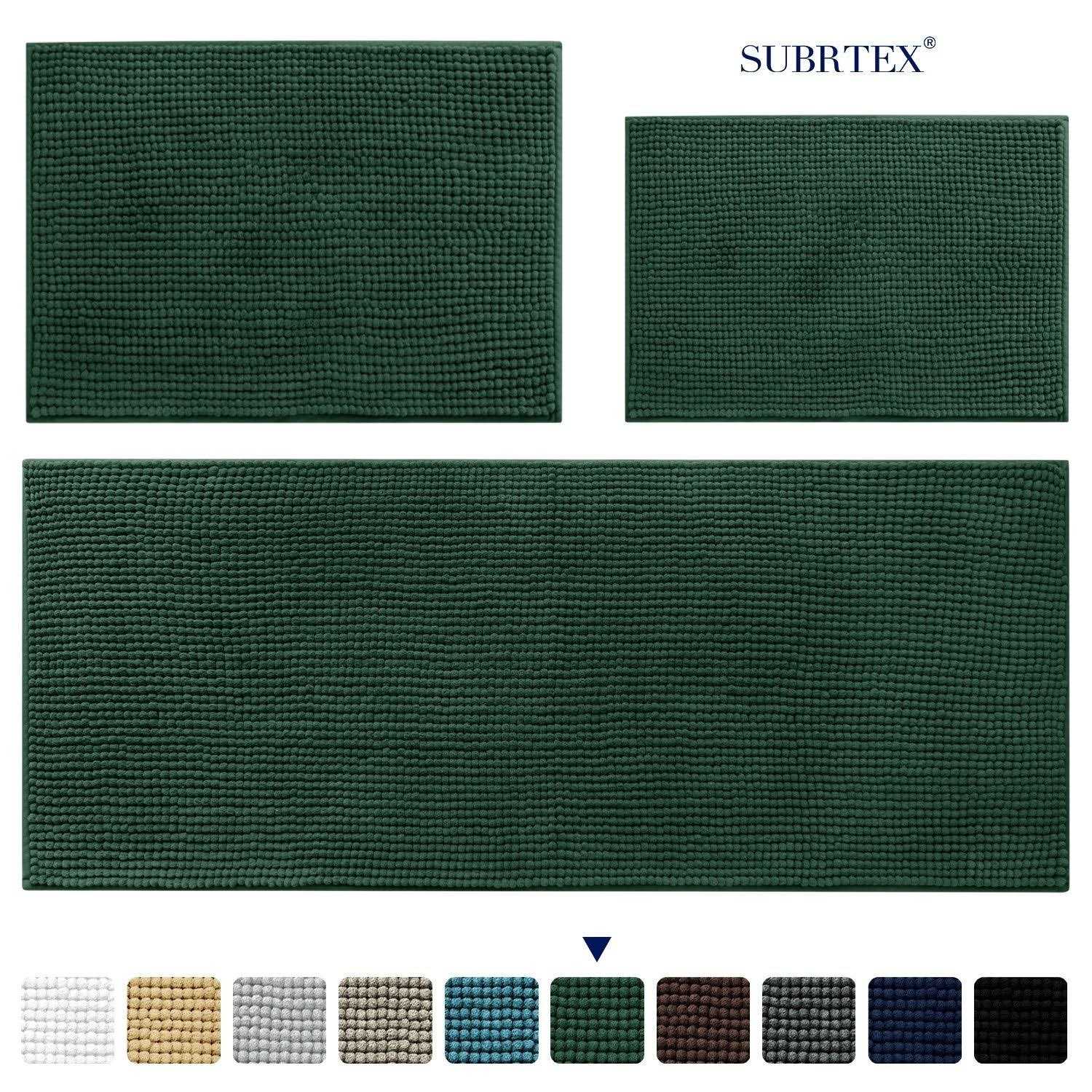Subrtex Bathroom Rugs Chenille Soft