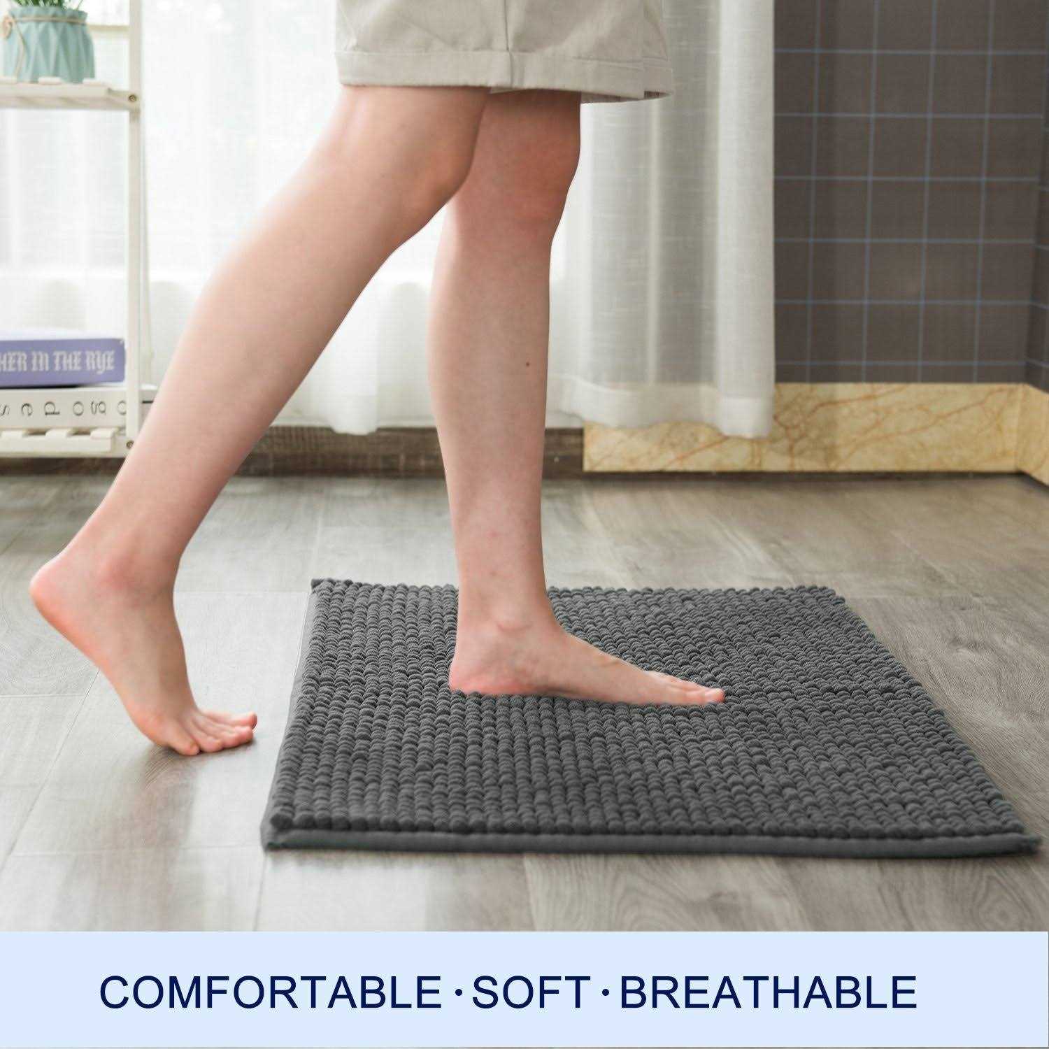 Subrtex Bathroom Rugs Chenille Soft - Image 2