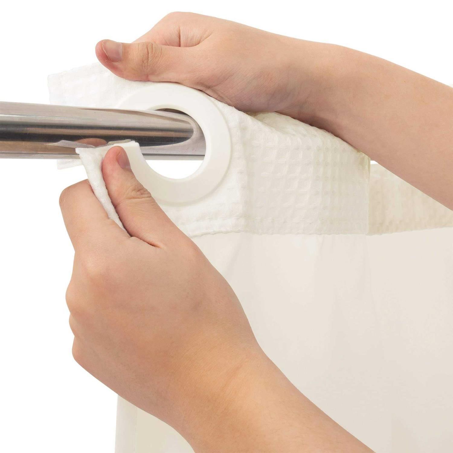 River Dream No Hooks Required Waffle Weave Shower Curtain with Snap in Liner - Image 2