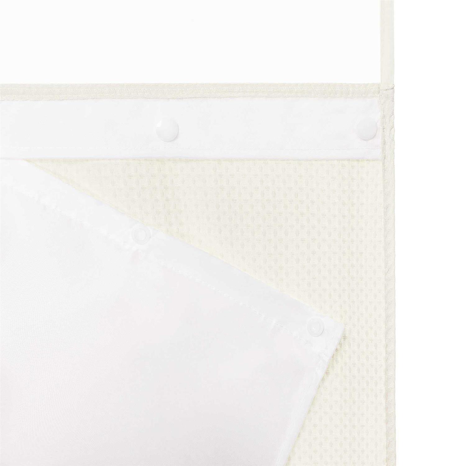 River Dream No Hooks Required Waffle Weave Shower Curtain with Snap in Liner - Image 3