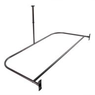 Utopia Alley Rustproof Aluminum D Shape Shower Rod with Ceiling Support for Freestanding Tubs