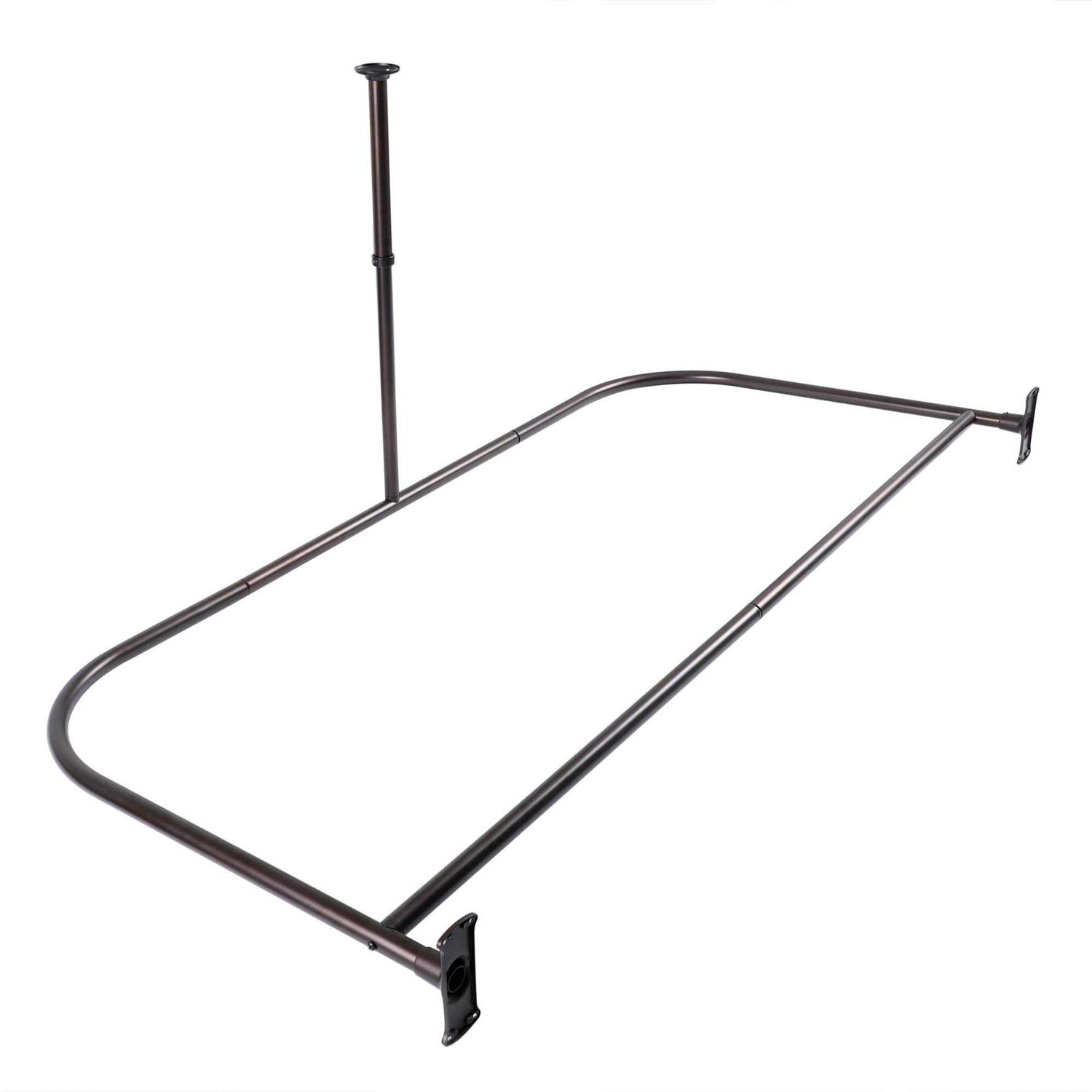Utopia Alley Rustproof Aluminum D Shape Shower Rod with Ceiling Support for Freestanding Tubs