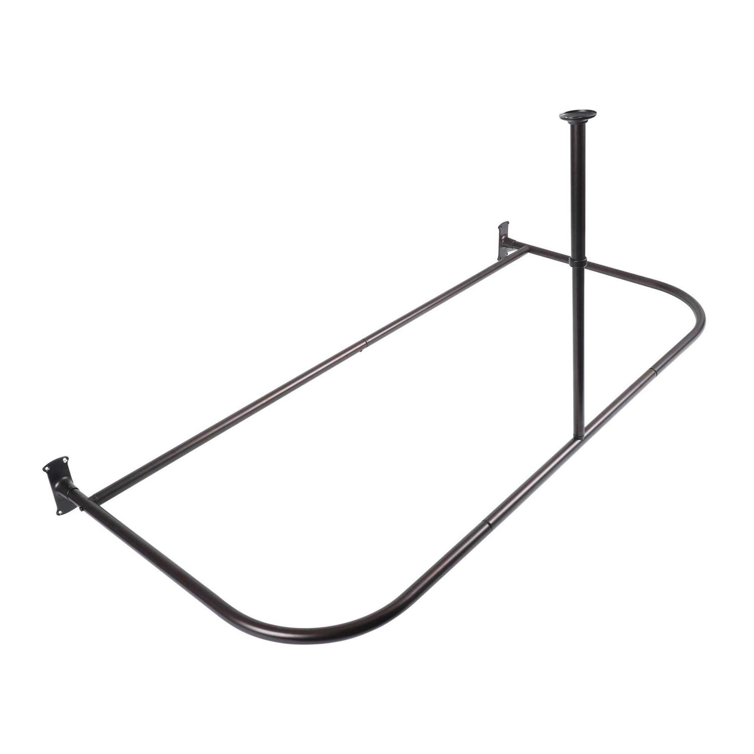 Utopia Alley Rustproof Aluminum D Shape Shower Rod with Ceiling Support for Freestanding Tubs - Image 4