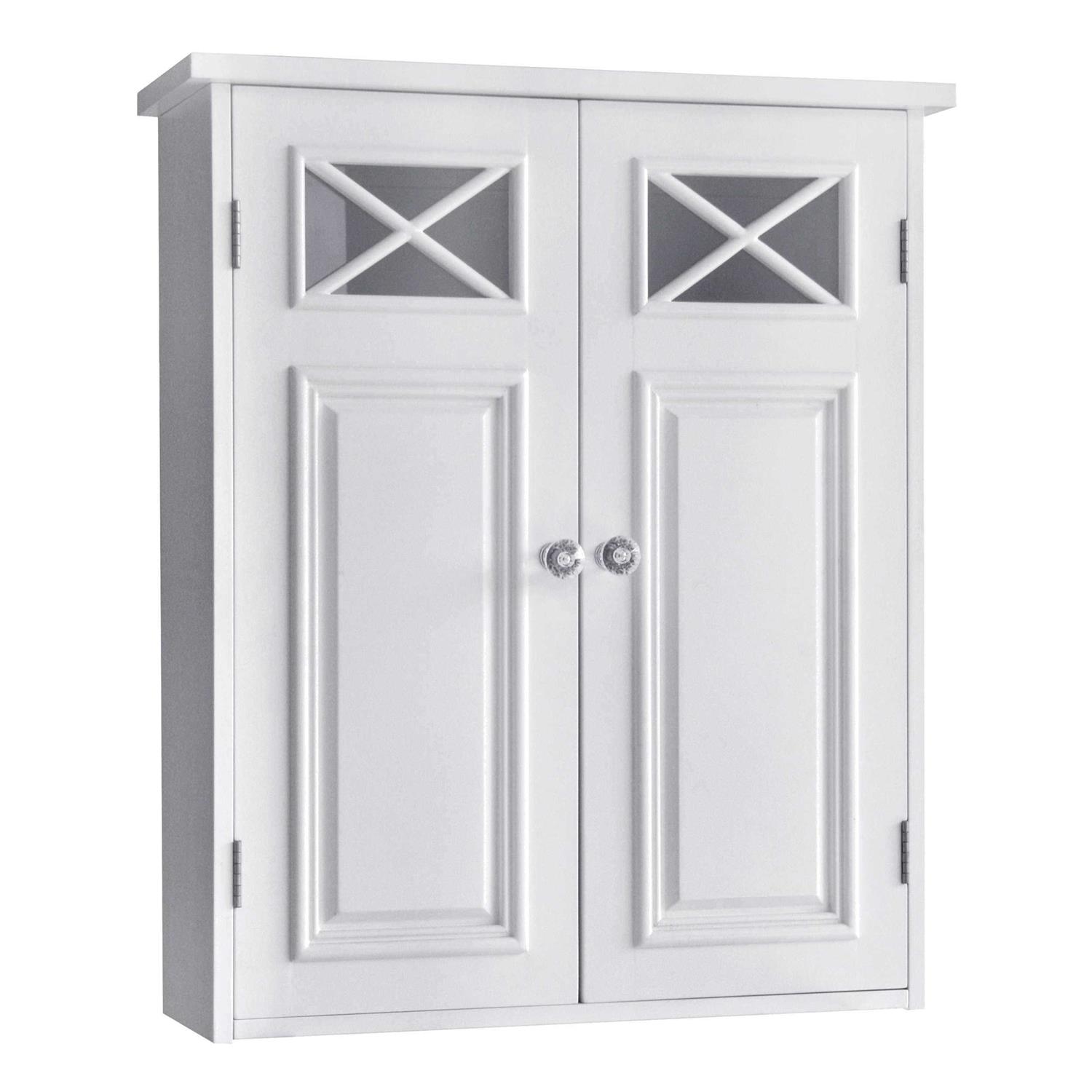 Teamson Home Dawson Wooden Wall Cabinet with Cross Molding and 2 Doors