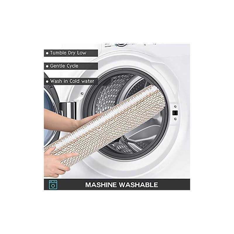 Tindbea Bathroom Rugs Set 2 Piece, Extra Soft and Absorbent Fluffy Striped Chenille Bath Mat Rug Set - Image 2