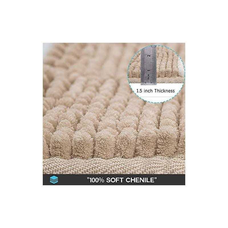 Tindbea Bathroom Rugs Set 2 Piece, Extra Soft and Absorbent Fluffy Striped Chenille Bath Mat Rug Set - Image 3