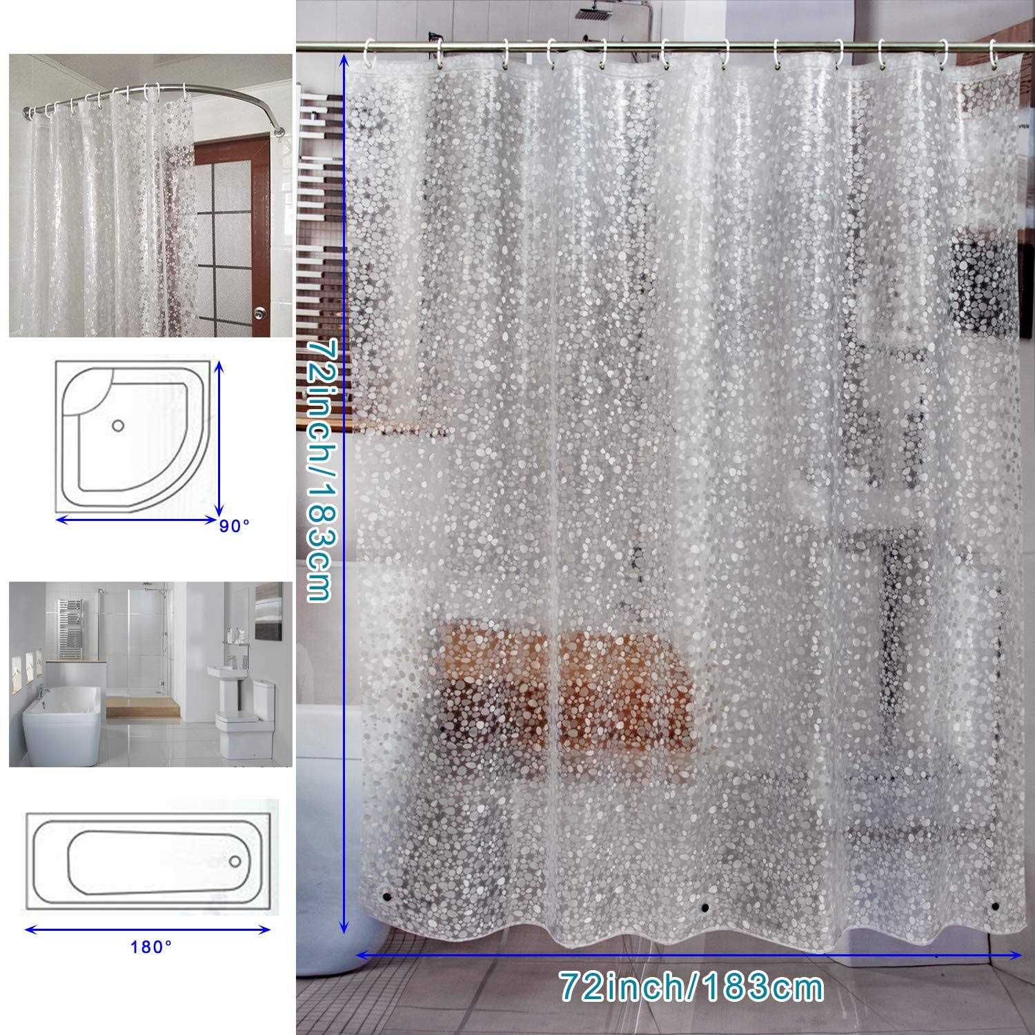Waterproof Shower Curtain Liner 8G EVA Thick with Heavy Duty 3 Bottom Magnets - Image 3
