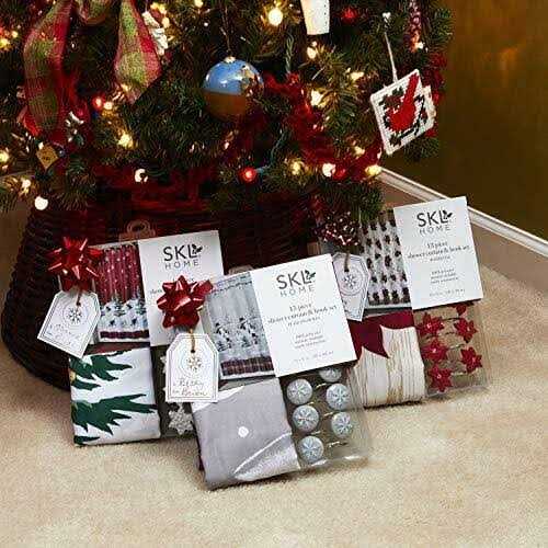 SKL Home Plaid Snowman Shower Curtain and Hook Set - Image 3