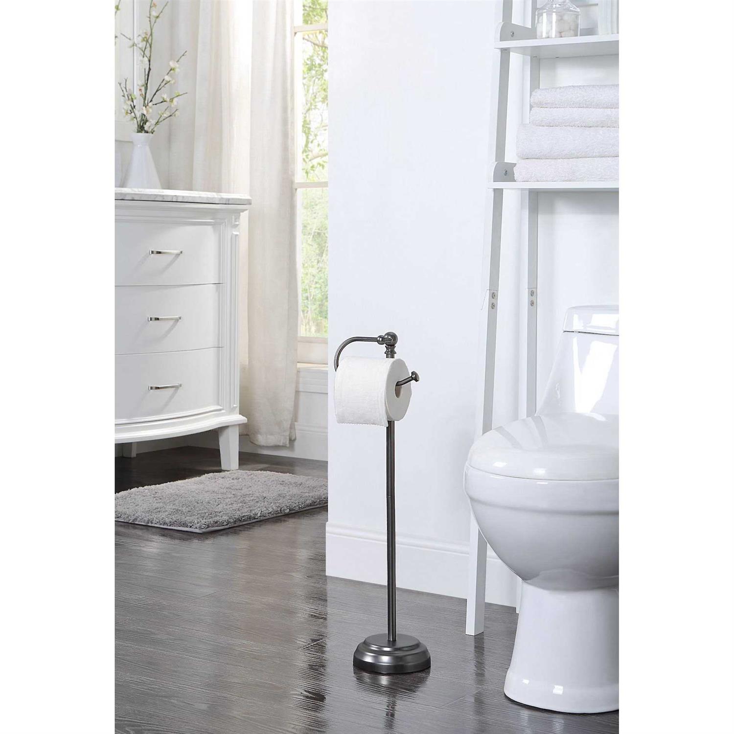 SunnyPoint Classic Bathroom Free Standing Toilet Tissue Paper Roll Holder Stand - Image 2