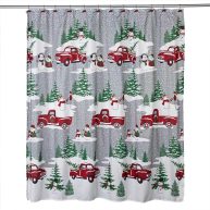 SKL Home Snowy Truck Shower Curtain and Hook Set