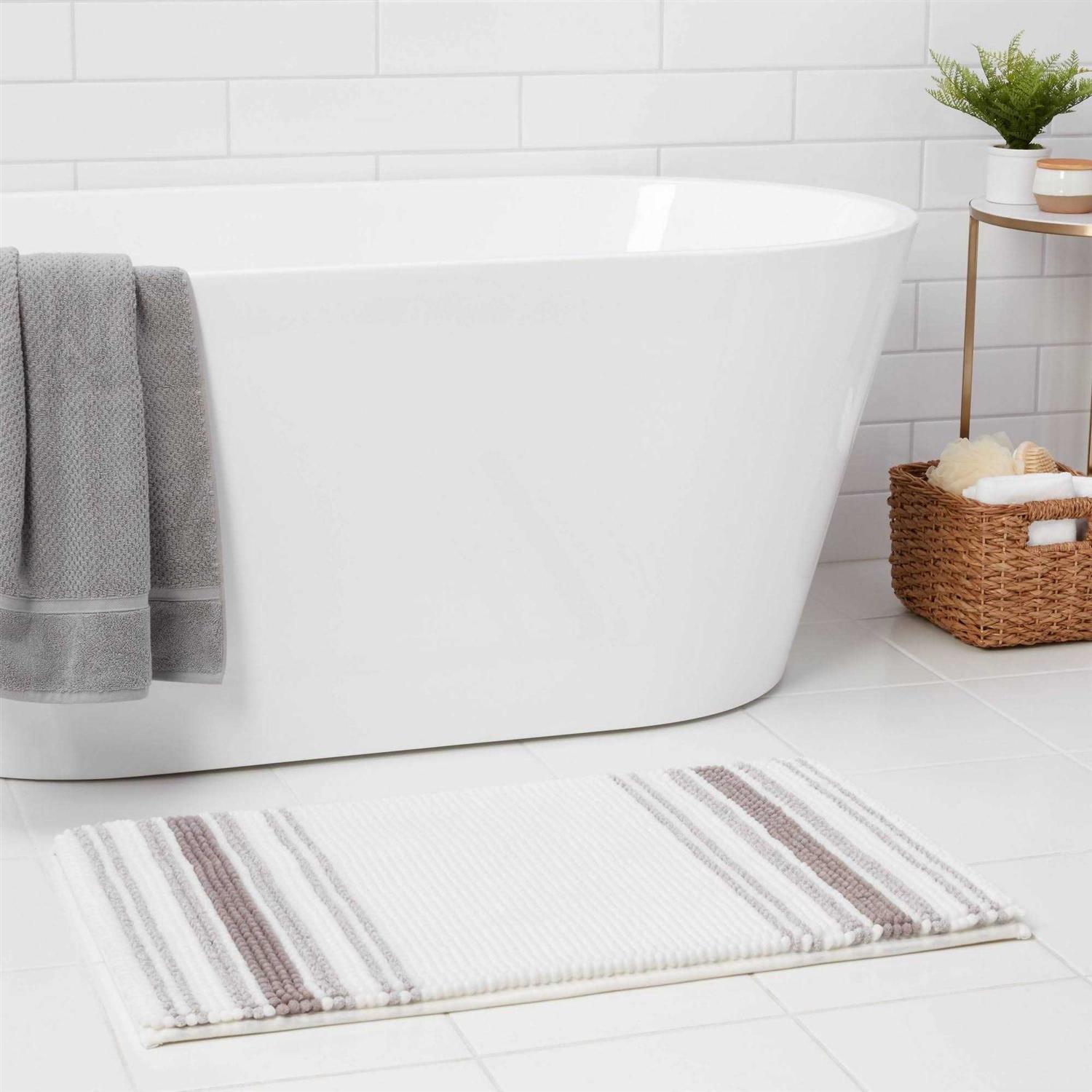 Threshold 20×34 Low Chenille Memory Foam Bath Rug Navy - Image 4