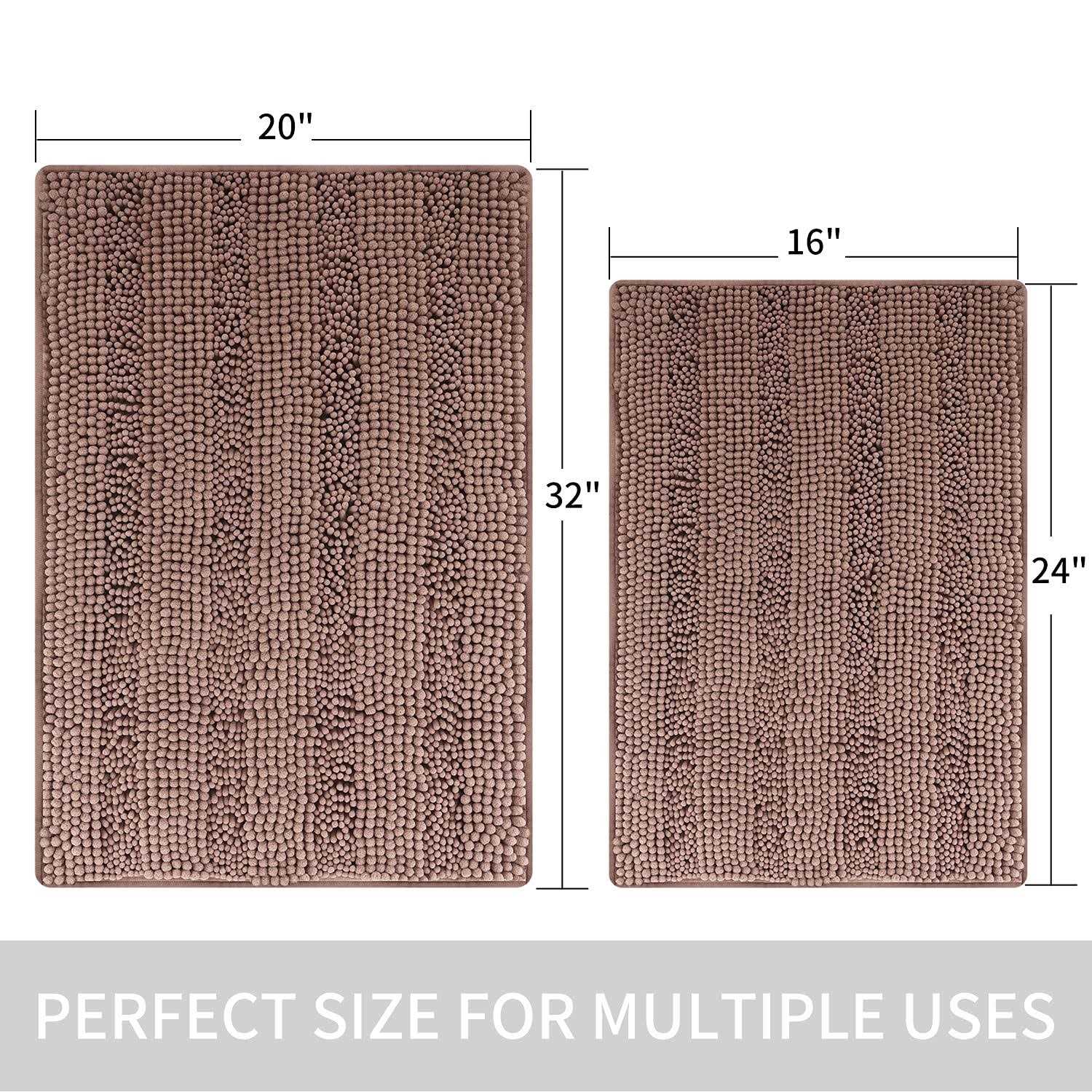 Tengtenglink Bath Mats for Bathroom Thick Soft Chenille Floor Mats Non Slip Shower Mats Ultra Water Absorbent Doormat - Image 3