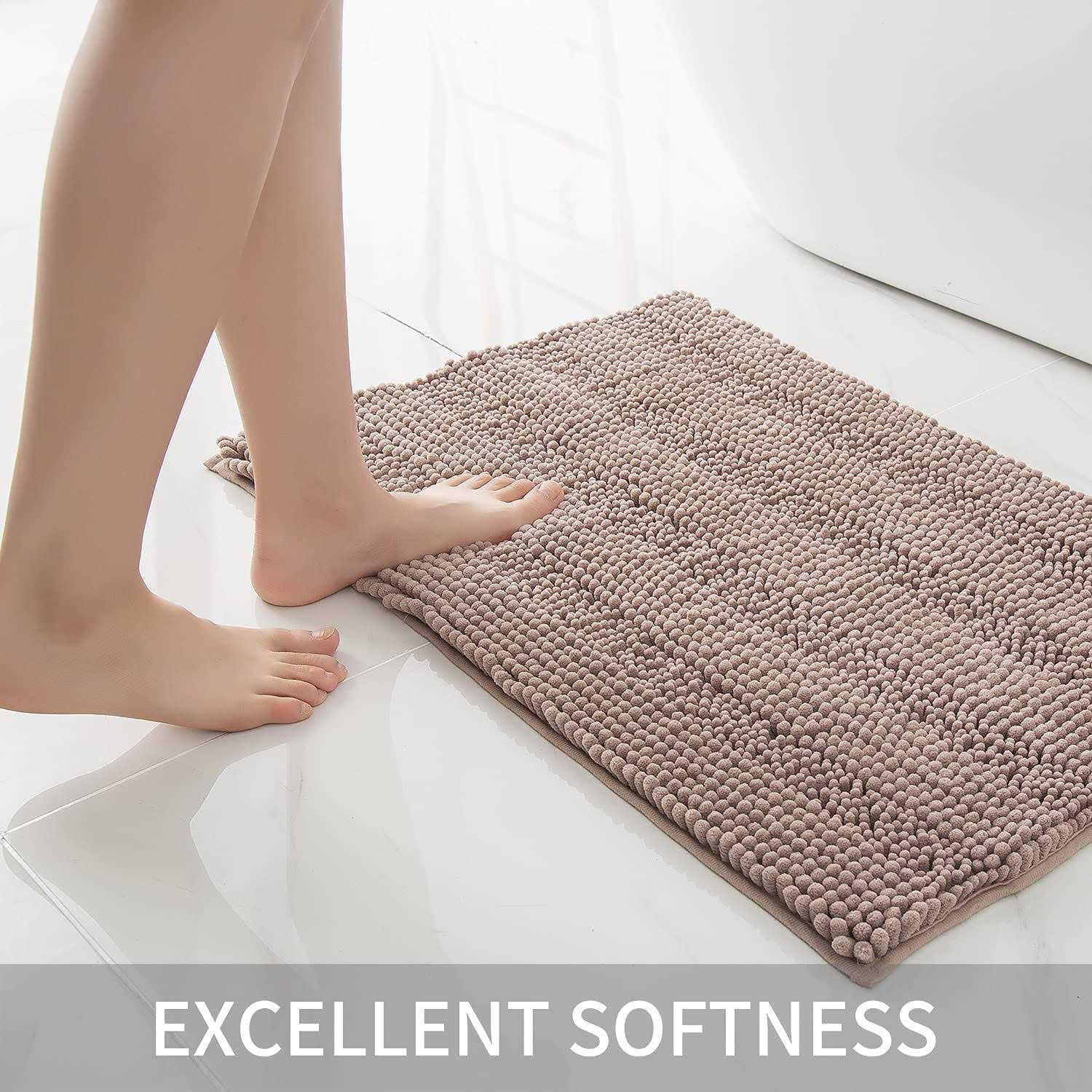 Tengtenglink Bath Mats for Bathroom Thick Soft Chenille Floor Mats Non Slip Shower Mats Ultra Water Absorbent Doormat - Image 4