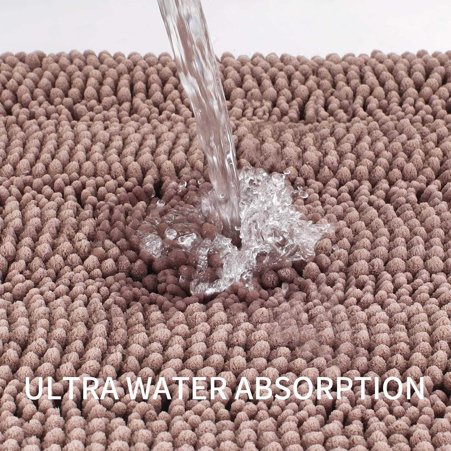 Tengtenglink Bath Mats for Bathroom Thick Soft Chenille Floor Mats Non Slip Shower Mats Ultra Water Absorbent Doormat - Image 5