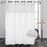 River Dream White Fabric Shower Curtain Set Cotton Blend Waffle Weave