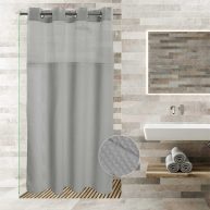 River Dream White Fabric Shower Curtain Set Cotton Blend Waffle Weave