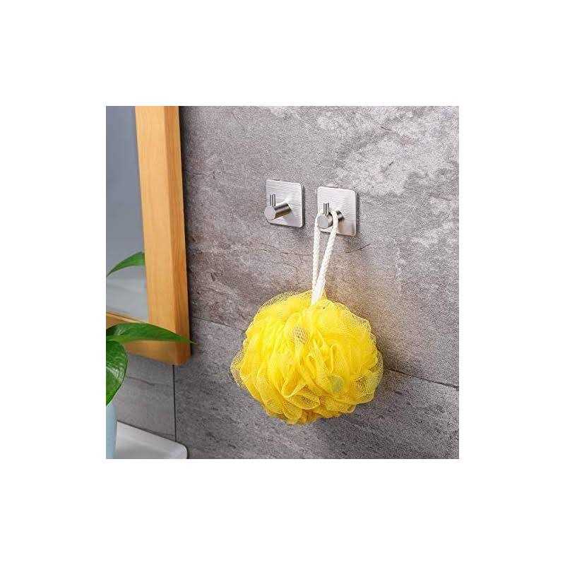 taozun 16-inch towel bar self adhesive bathroom towel holder with 2 packs towel hooks - Image 5