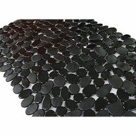 SONGZIMING Non-Slip Pebble Bathtub Mat Black 16 W x 35 L Inches Safe Shower Mat with Drain Holes