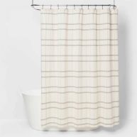 Threshold Woven Modern Plaid Shower Curtain Ivory