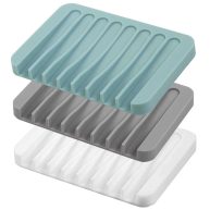 Self Draining Soap Dishes 3 Pcs Silicone Soap Saver Waterfall Drainer Soap Holder For Bathroom
