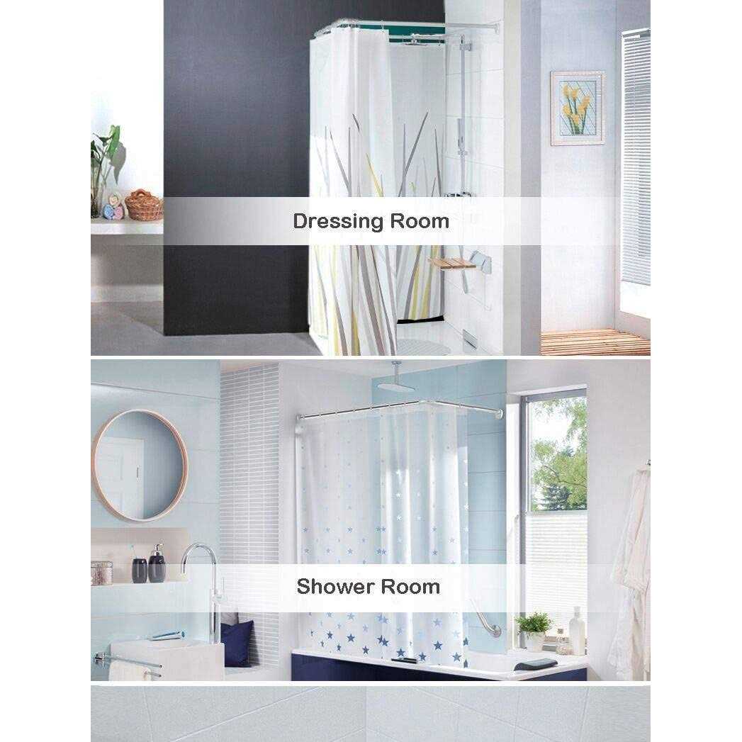 Tanxih Corner Shower Curtain Rod Adjustable Stainless Steel L Shaped Rack Drill Free Install for Bathroom - Image 2