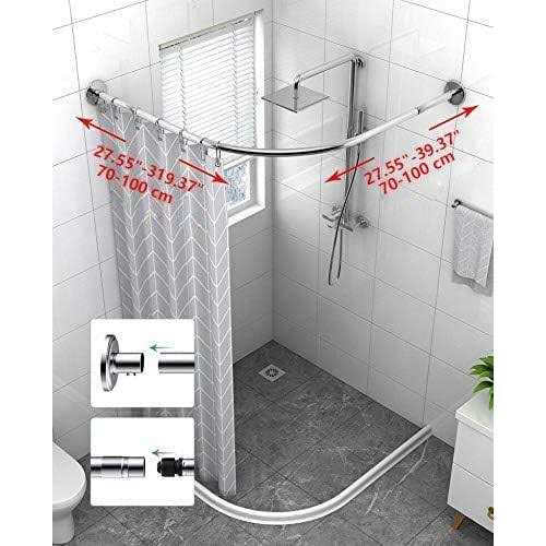 Tanxih Corner Shower Curtain Rod Adjustable Stainless Steel L Shaped Rack Drill Free Install for Bathroom - Image 3