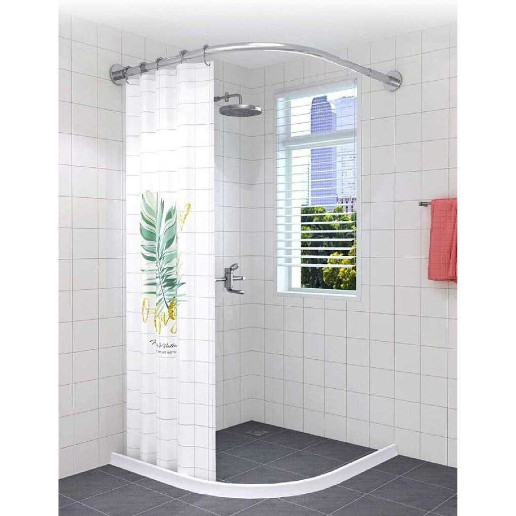 Tanxih Corner Shower Curtain Rod Adjustable Stainless Steel L Shaped Rack Drill Free Install for Bathroom - Image 4