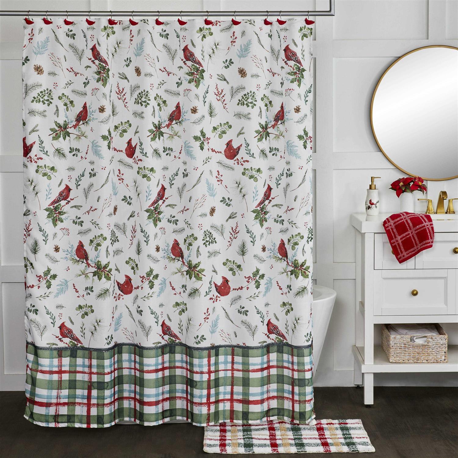 SKL Home Berry Cardinal Shower Curtain and Hook Set