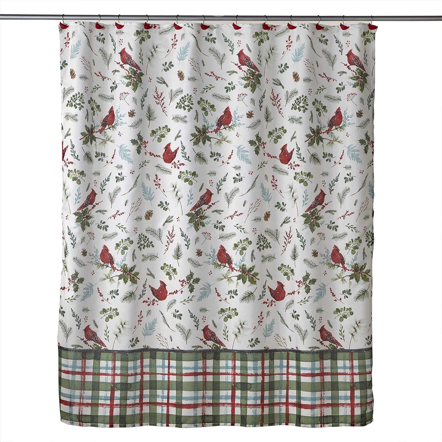 SKL Home Berry Cardinal Shower Curtain and Hook Set - Image 5