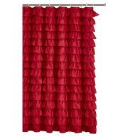 Spring Home Waterfall Ruffled Fabric Shower Curtain
