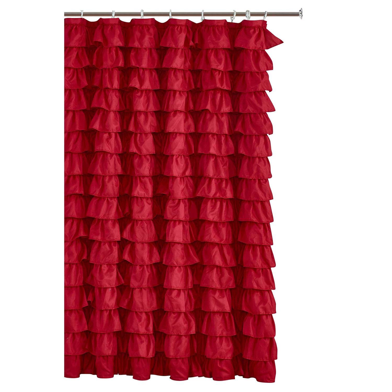 Spring Home Waterfall Ruffled Fabric Shower Curtain