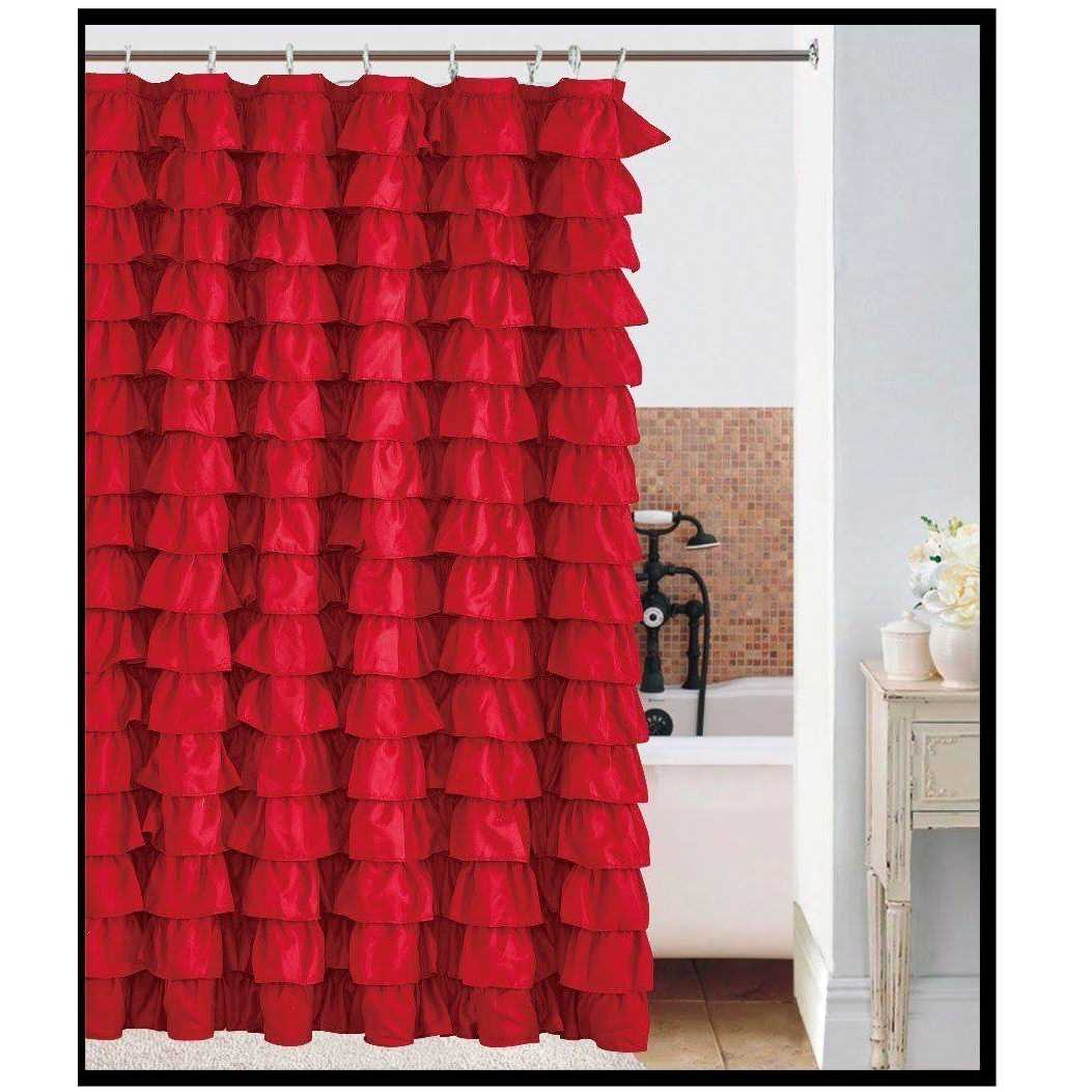 Spring Home Waterfall Ruffled Fabric Shower Curtain - Image 3