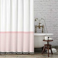 Seasonwood Shower Curtain Shower Curtain White Striped Shower Curtain Bathroom Tassel