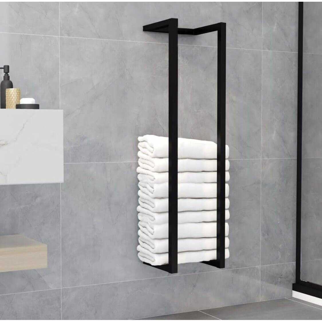 vidaXL Towel Rack Black 9.8×7.9×37.4 Iron