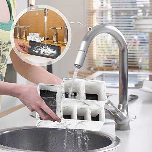 Toothbrush Holder,Bathroom Organizer Countertop 5 Compartments Multifunctional Storage for Cosmetic - Image 5