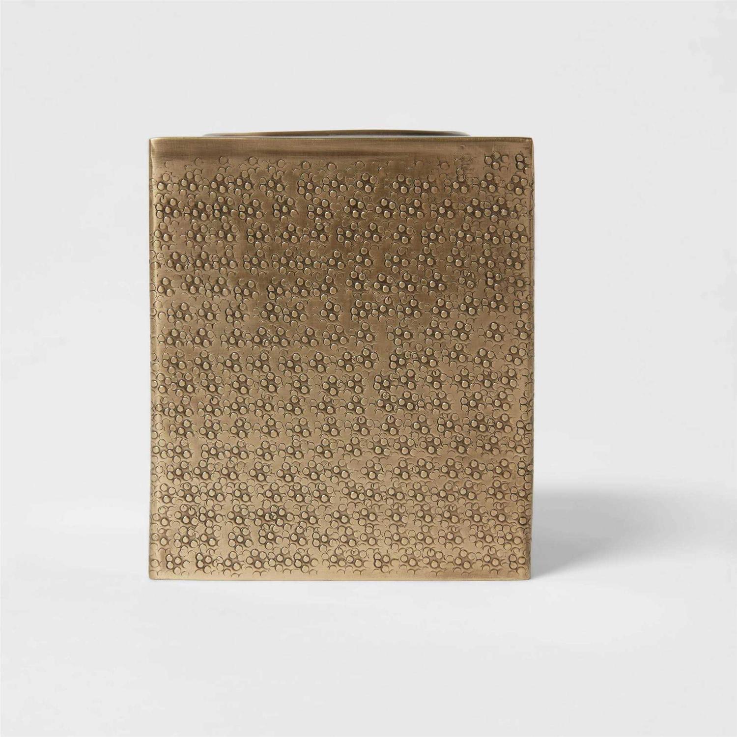 Threshold Hammered Metal Tissue Cover Brass
