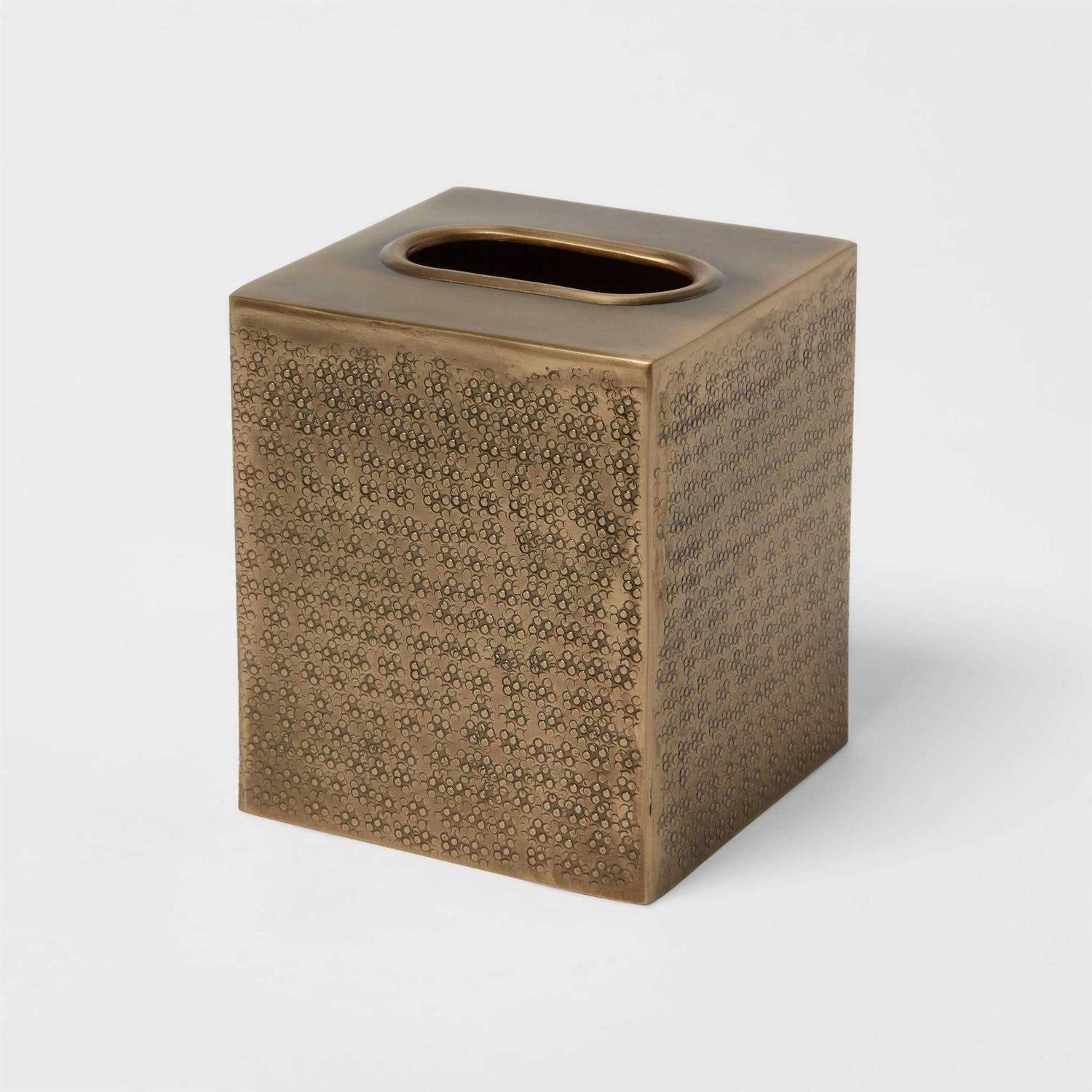 Threshold Hammered Metal Tissue Cover Brass - Image 4