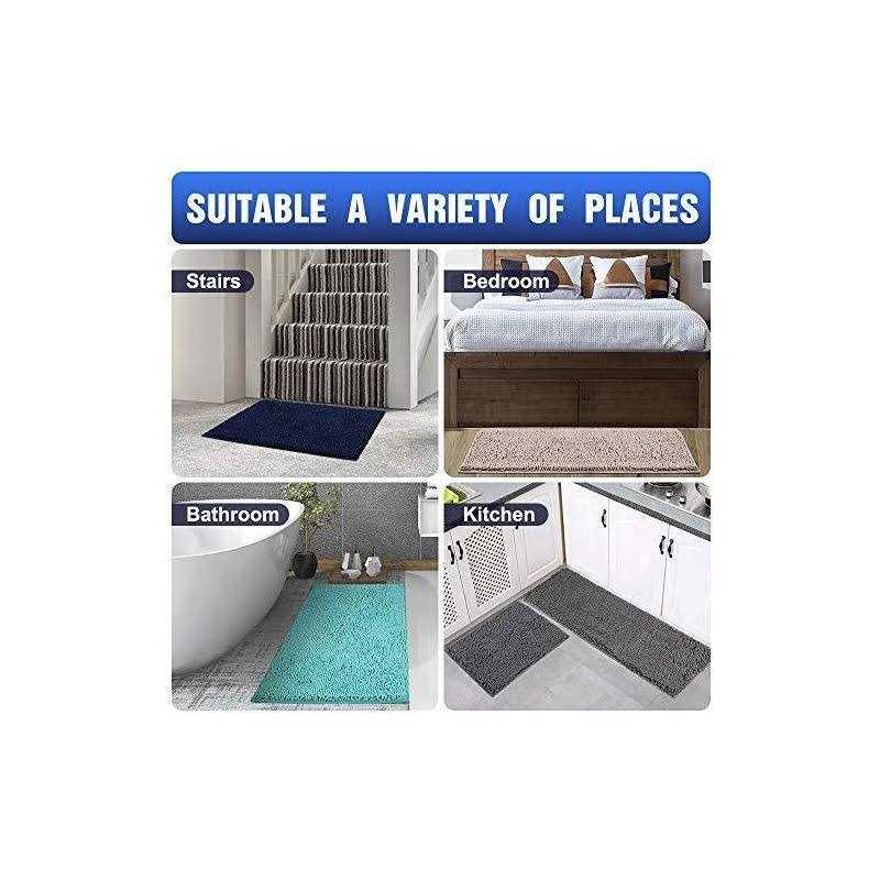 smiry Luxury Chenille Bath Rug, Extra Soft and Absorbent Shaggy Bathroom Mat Rugs - Image 5