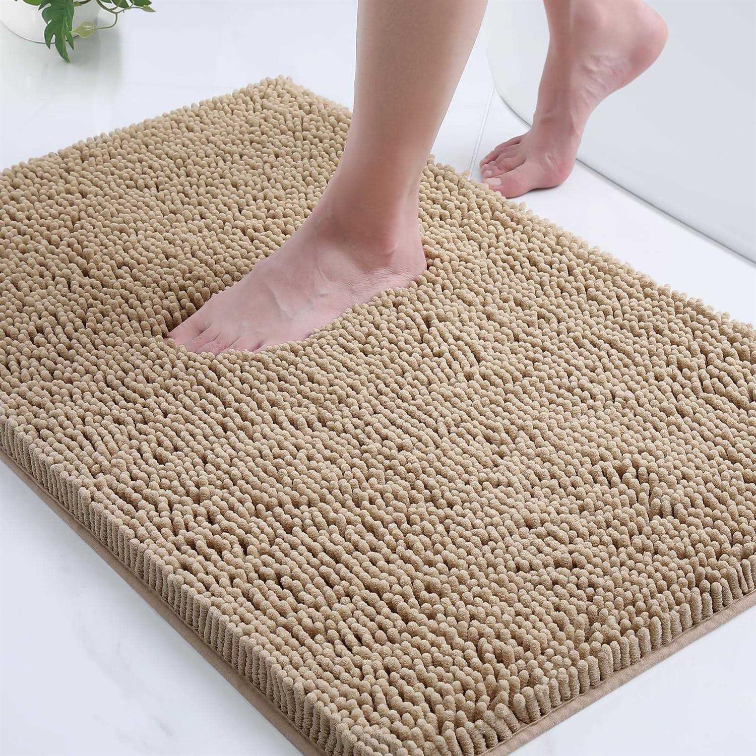 smiry Luxury Chenille Bath Rug, Extra Soft and Absorbent Shaggy Bathroom Mat Rugs