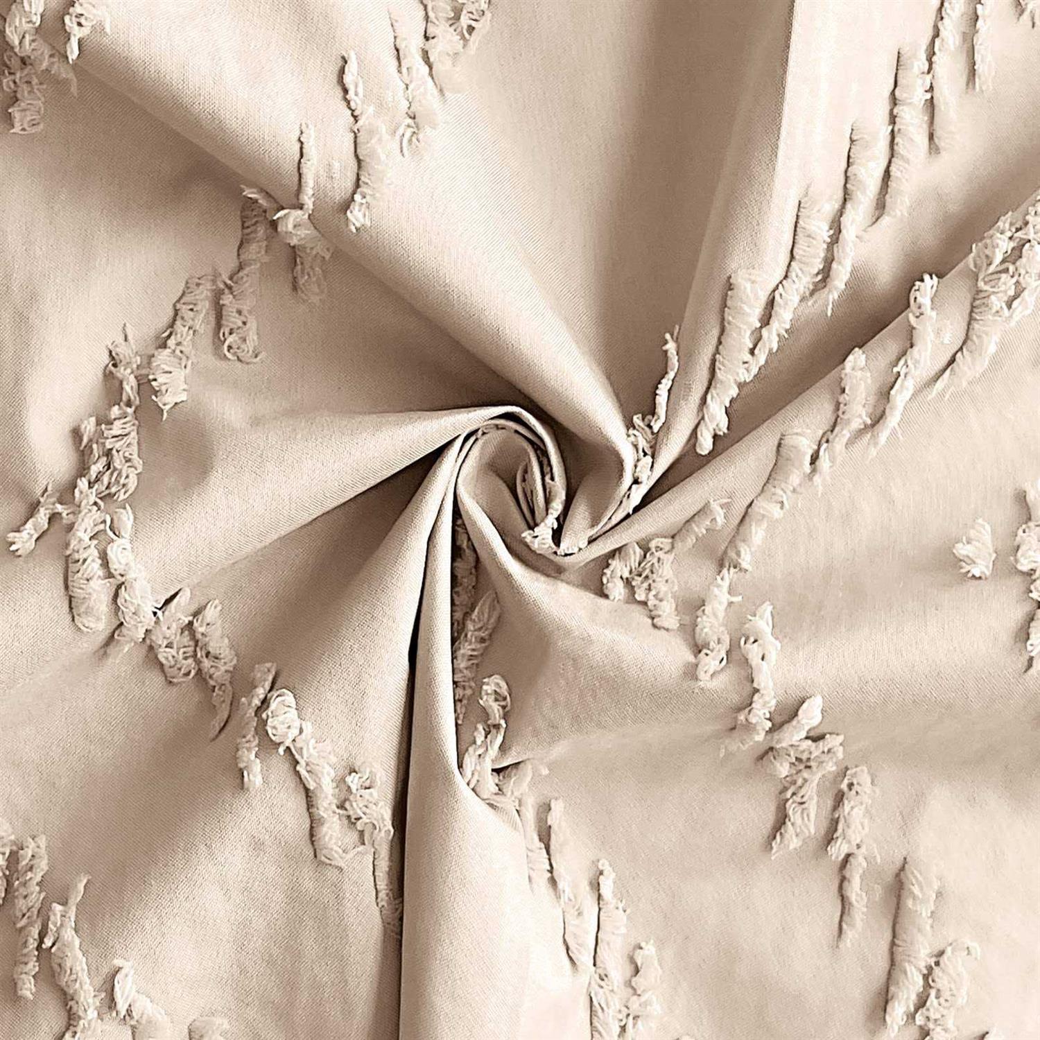 TURKIO Extra Long Shower Curtain Long Beige Shower Curtain Boho Cute Chic Tufted Chevron Textured Striped Modern Minimalist Shower Curtain - Image 2