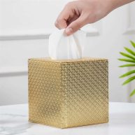 Tissue Box Cover Square,Gold Tissue Box Holder for Bathroom Accessories,Bathroom