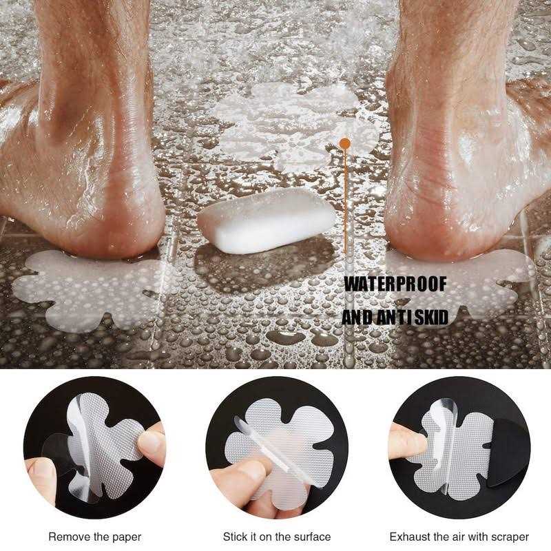 Secopad Bathtub Stickers Non-Slip Safety Shower Treads Adhesive Appliques with Premium Scraper - Image 2