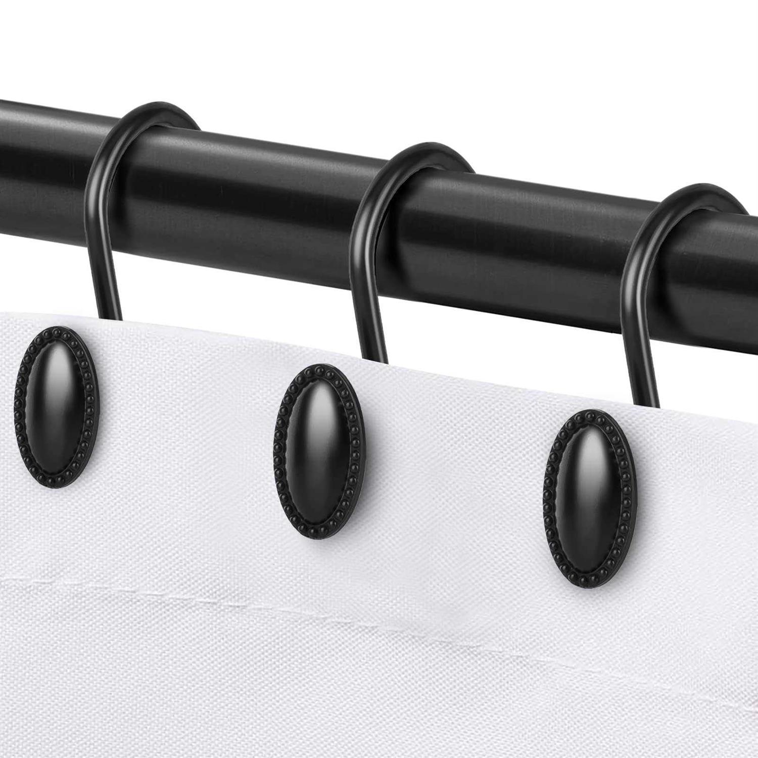 Shower Curtain Hooks Decorative Shower Curtain Rings Rust Resistant Metal Shower Hooks for Bathroom