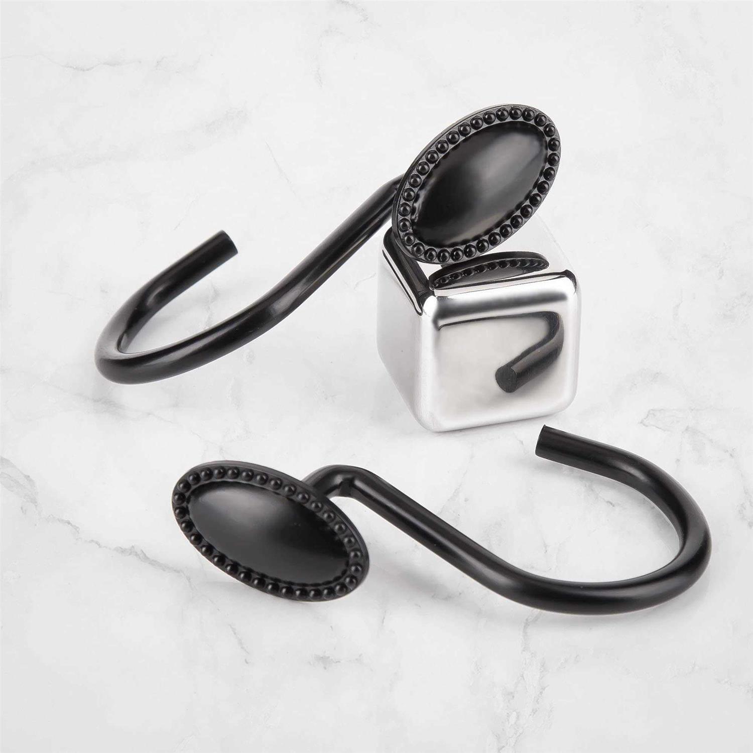 Shower Curtain Hooks Decorative Shower Curtain Rings Rust Resistant Metal Shower Hooks for Bathroom - Image 2